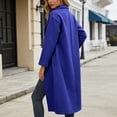 thumbnail image 4 of 2026 New Pea Coats For Women Winter Classic Lapel Open Front Long Overcoat Comfy Wool Blend Long Sleeve Oversized Trench Coat(Blue,M), 4 of 6