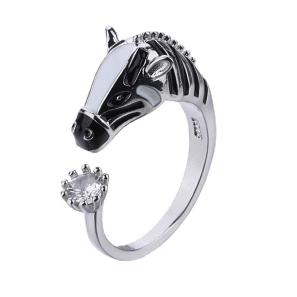 Anillo de dedo con diseño de cabeza de caballo, apertura ajustable, anillo para mujer, año 2026, anillo de caballo, accesorios de joyería