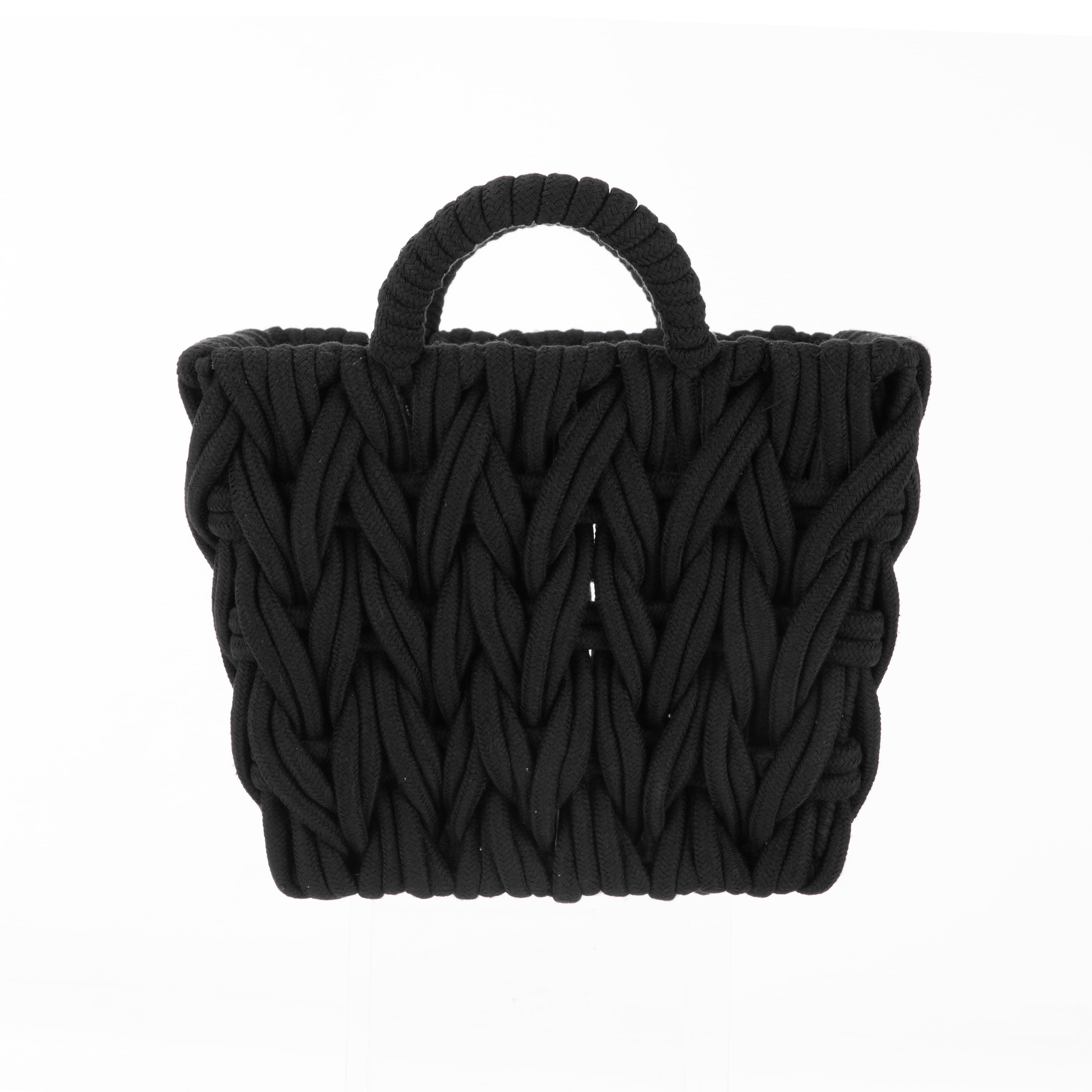 Better Homes & Gardens Medium Black Woven Rope Decorative Storage Basket, 2 Pack