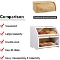 thumbnail image 4 of Double Layer Large Bread Box for Kitchen Counter, Wooden Large Capacity Bread Storage Bin (Black), 4 of 12