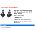 thumbnail image 2 of High Beam and Low Beam Headlight Bulb - Compatible with 2012 - 2017 Nissan NV2500 2013 2014 2015 2016, 2 of 2