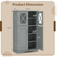 thumbnail image 2 of CZMJY Freestanding Floor Cabinet w/2 Glass Doors, 3-Level Adjustable Shelves, Anti-toppling Design, Kitchen Pantry Cupboard for Bathroom, Living Room (Grey), 2 of 7