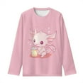 thumbnail image 6 of Jiueut Pink Axolotl Graphic Tees Long Sleeve Shirts Size 9-10 Y Teenage Girl Toddler Clothes for Kids Shirts Crewneck Winter Warm Bottom Top Slim Fit Girls' Layering Tees, 6 of 7