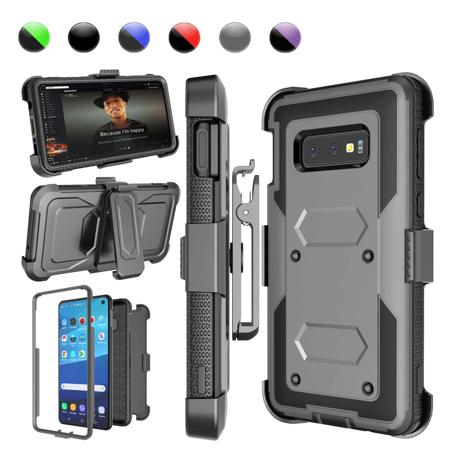 Njjex Case for Galaxy S10 / S10+ Plus / S10E, Kickstand + Holster Belt ...