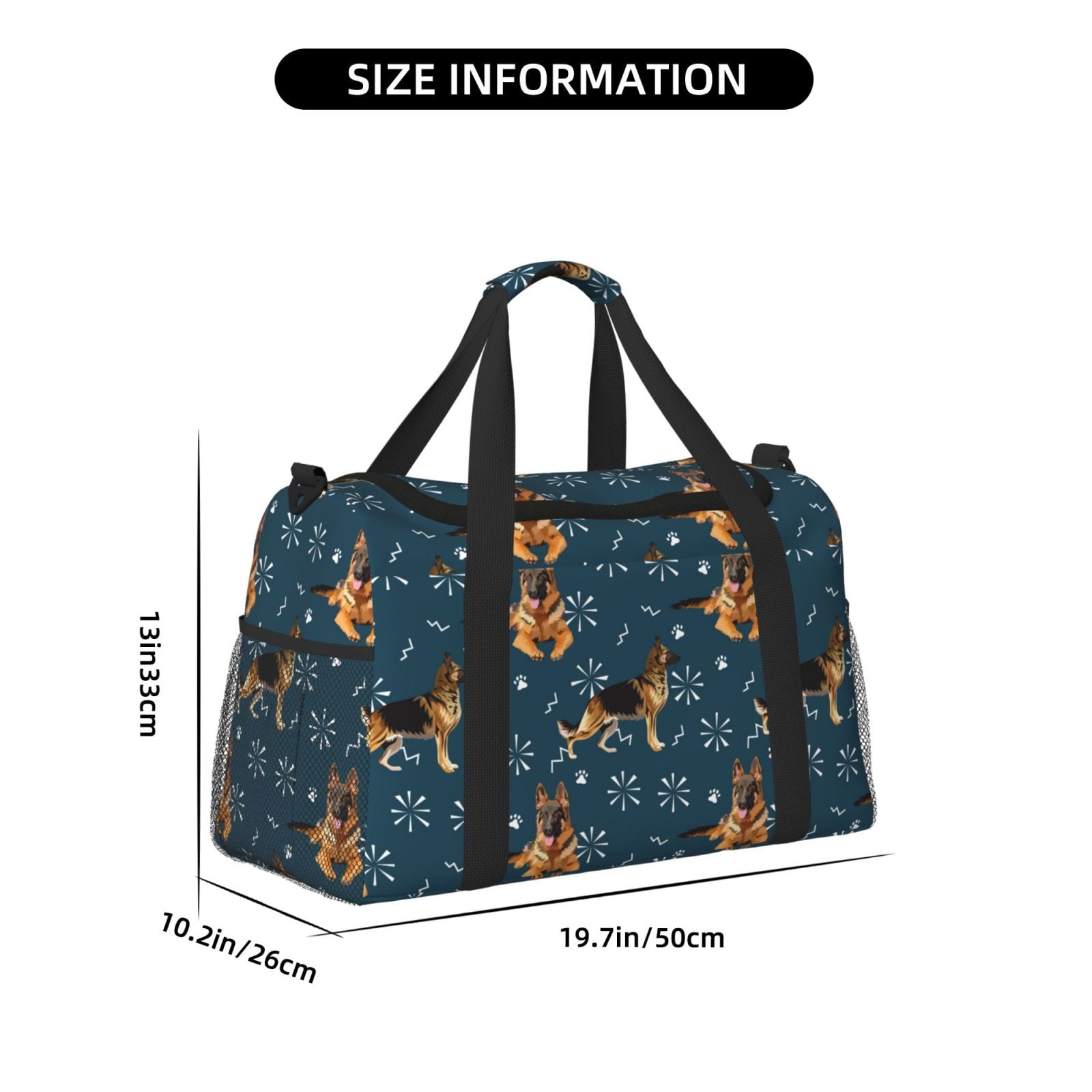 Fuzoiu German Shepherd Dog Print Travel Duffle Bag,Carry On Tote Bags,Duffel Bag,Sport Gym Bag, Hospital Bag for Labor and Delivery, Overnight Bag,Luggage Bag
