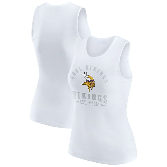 Women's WEAR by Erin Andrews  White Minnesota Vikings Ribbed Graphic Tank Top