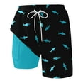 thumbnail image 3 of Letdown 7 Inch Men Swim Trunks Compression Liner Quick_Dry Drawstring Male Swimwear Bottom Swimtrunks Pattern Boardshorts (Blue,XXL), 3 of 4
