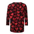 thumbnail image 4 of mihongmao Valentine Shirts for Women Plus Size Round Neck Ladies' Casual Day Printed Round Neck Three Quarter 3/4 Sleeve T-shirt Loose Top Quarter Round Neck Top/shirt Multicolor XL, 4 of 6