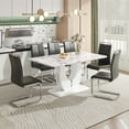 thumbnail image 5 of Sumdeal 63" Modern Faux Marble Dining Table Setsfor 6, 7 Piece Table and High Back Upholstered Chairs Set 6 for Kitchen, Living Room, Dining Room,Black, 5 of 8