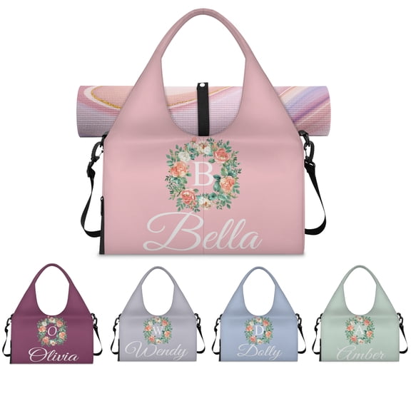 Custom Name Gym Bag with Yoga Mat Holder,Personalized Gifts Water-Resistant Duffle Bag with Shoe Compartment and Multiple Pockets, Ideal for Gym, Travel,Sports,Yoga