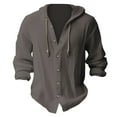 thumbnail image 2 of Caqnni Men's Casual Cotton Linen Shirts Long Sleeve Beach Shirt (Dark Gray,XL), 2 of 4
