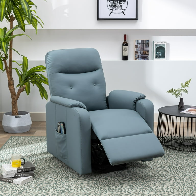 EUROCO Power Lift Recliner Chair Recliners for Adults and Seniors with Heat and Massage PU Leather Recliner Chair for Living room with Side Pocket Squirrel Grey Walmart