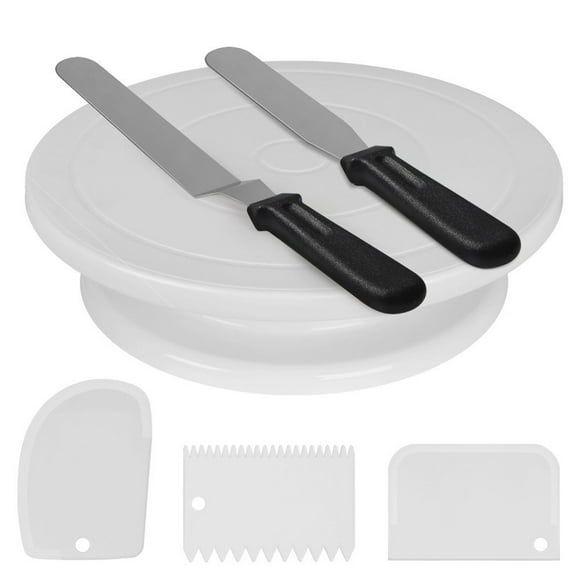 Yeacher Cake Turntable Rotating Cake Turntable 11in with 2 Icing Spatula 3 Icing Smoother Cake Baking Cake Decorating Supplies 6pcs