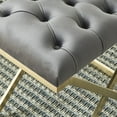 thumbnail image 2 of Contemporary Velvet & Stainless Steel Bench in Grey & Gold, 2 of 6