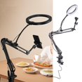 thumbnail image 1 of Overhead Phone Mount with Ring Light, LED Desk Ring Light with Clamp 3 Color Temperatures Portable Adjustable Angle  for Beauty, 1 of 7