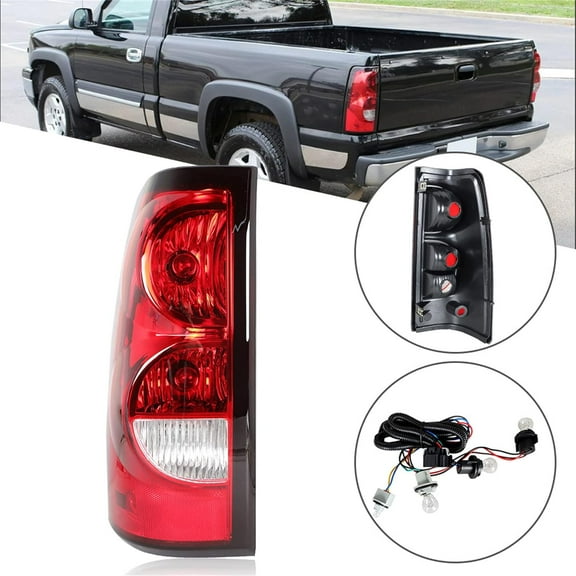 waltyotur Driver Side Tail Light Replacement for 2003-2006 Chevy Silverado 1500 2500 3500 Rear Tail Light Brake Lamp Assembly LH Left Side w/Harness & Bulb 19169002 19169004