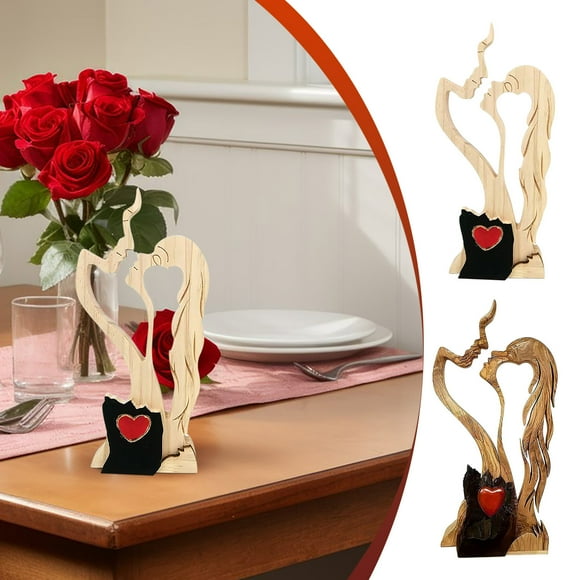 Oefntac Savings Sculpture Wooden Abstract Sculpture Statue Eternal Couple Statue Exquisite Decoration Couple's Decoration Home Decor Figurine Decoration