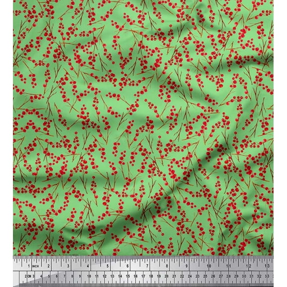 Soimoi Cotton Duck Fabric Red Berries Fruits Print Fabric by Yard 42 Inch Wide