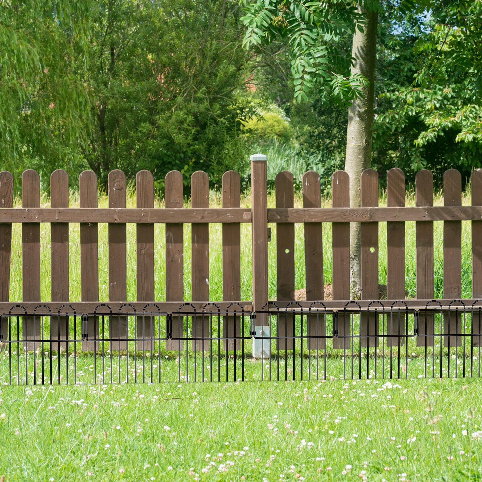 20-Pack Garden Fence 21.5ft Total Length, 16.5inx12.6in Black Metal Decorative Animal Barrier for Yard Patio Flower Bed