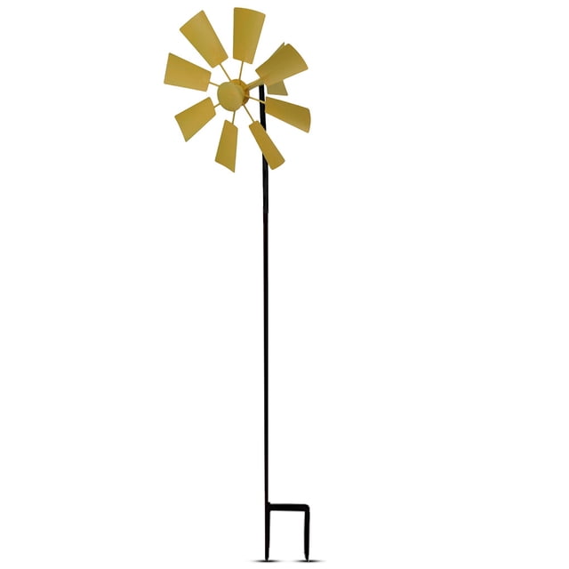 Molino de viento de hierro decorativo para jardín, Spinner de estaca para exteriores, balcón, molino de viento, estatua, césped, decoración de Patio, niñas, niños, cumpleaños, amarillo Inevent HA010948-01B