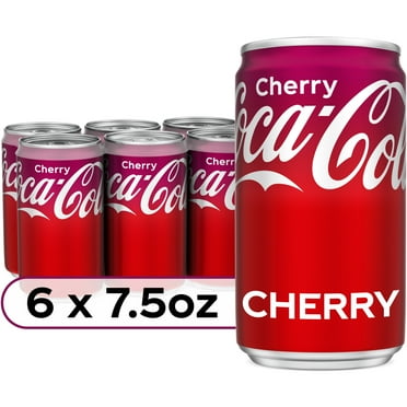 Coca-Cola Cherry Mini Soda Pop Soft Drink, 7.5 fl oz, 6 Pack Cans