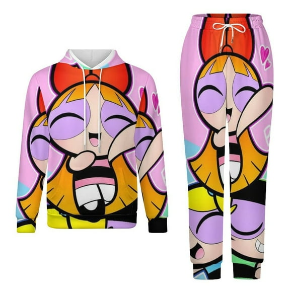 The Powerpuff Girls Unisex Adult Sweatsuits Hoodie & Sweatpants Long Sleeve Hooded Sweatshirt Matching Joggers Tracksuit Sets 2XS