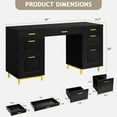 thumbnail image 5 of DreamCurship Computer Desk with Drawers, 57" Executive Desk with File Drawers, Home Office Desk with Storage, Black, 5 of 7