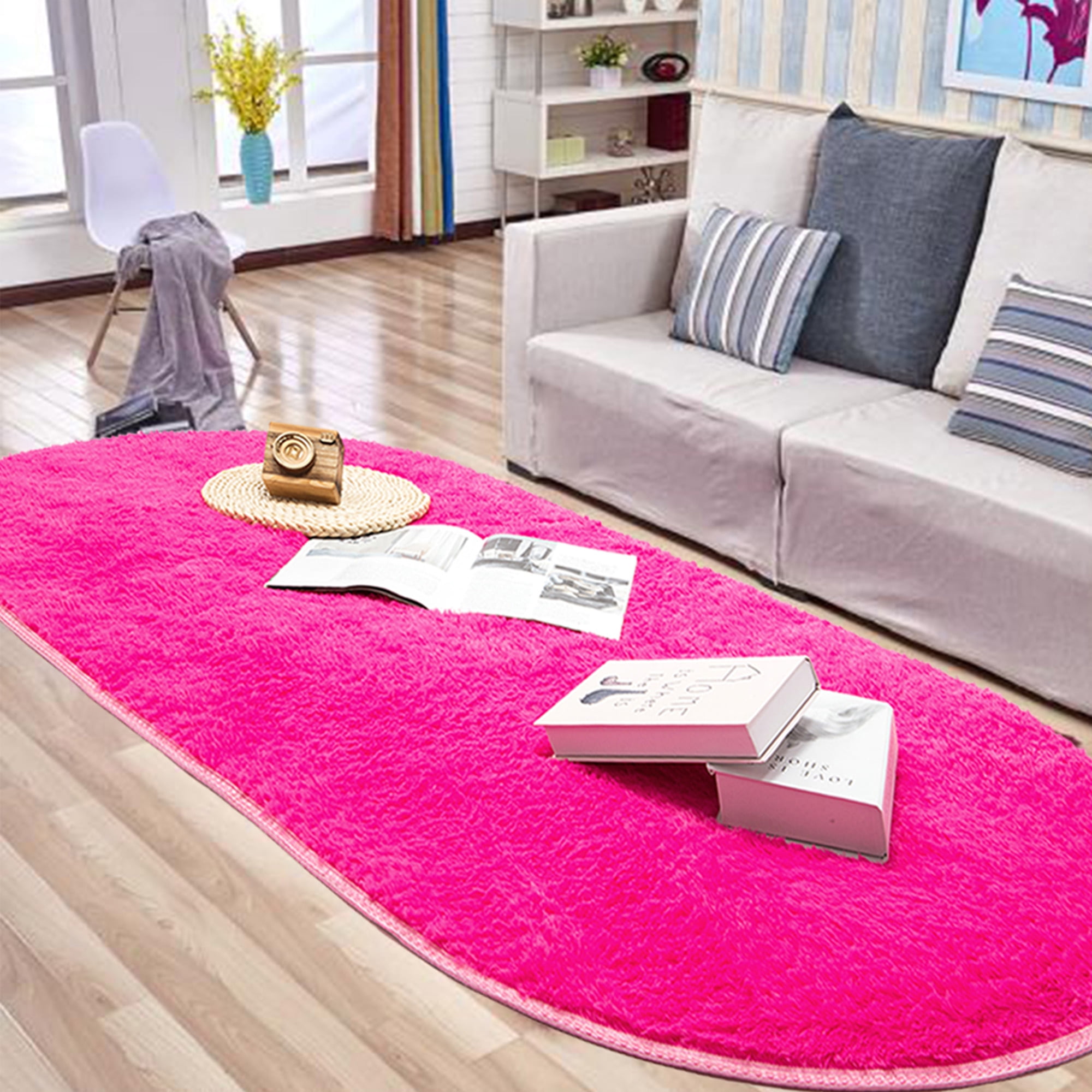 YouLoveIt Soft Area Rugs Oval Plush Area Rug Fluffy Carpets Non Skid