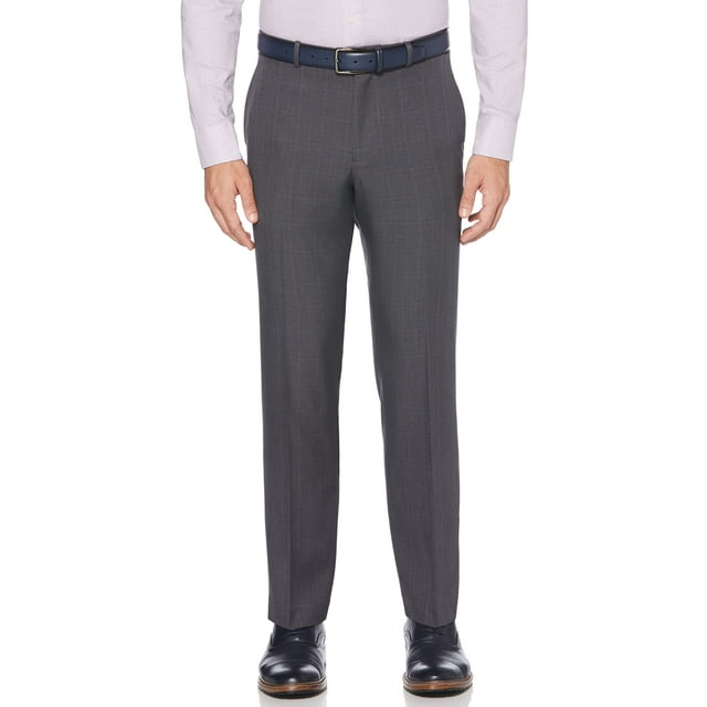Pantalones Perry Ellis Modern Fit Performance para Hombre en Cuadro Gris Carbón