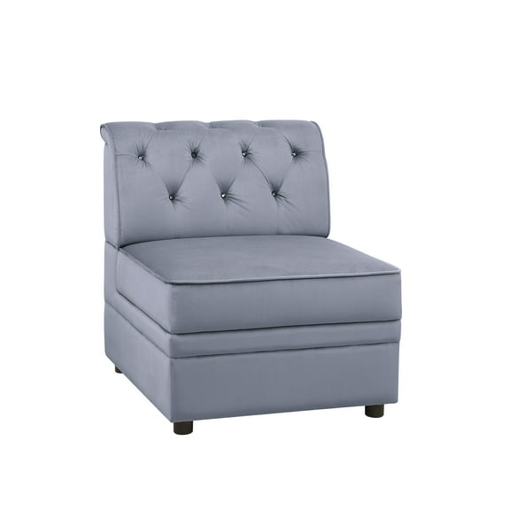 ACME Bois II Armless Chair Section - Modular Sofa in Gray Velvet