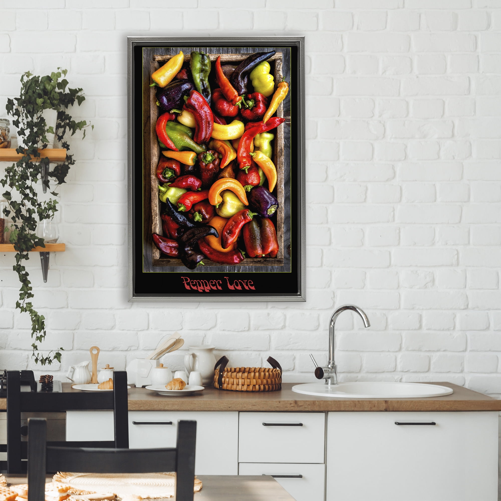Stupell Industries Pepper Love Vibrant Vegetables Gray Framed Floater Canvas Wall Art, design by Carl Kravats