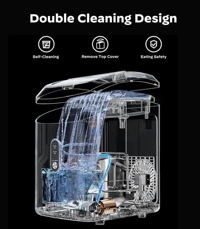 Countertop Nugget Ice Maker,Chewable Pellet Ice Machine with Self-Cleaning Function, 33 lbs/24H Portable Ice Maker for Home, Kitchen, and Office, Black