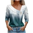 thumbnail image 1 of FAIWAD Long Sleeve V Neck Tops for Women Lapel Button Down Color Block Pullover Tunic Tops, 1 of 3
