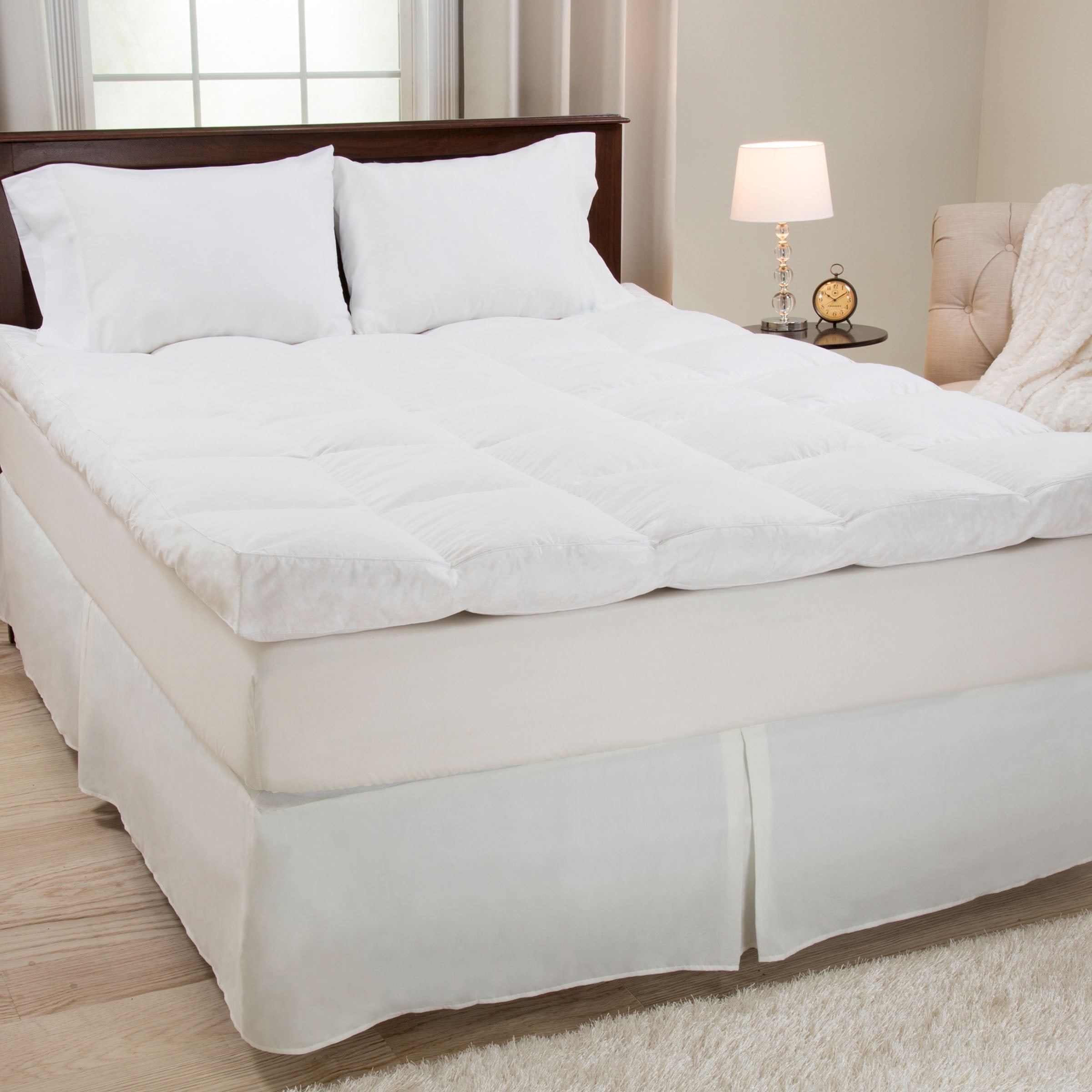 Somerset Home 2-Inch Full Size Duck Feather Filled Mattress Topper with 100% Cotton Cover (White)