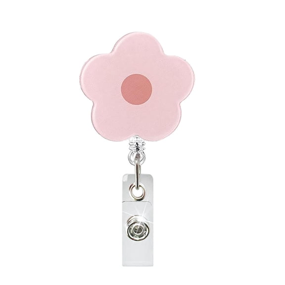 Acrylic Colorful Flower Badge Reel Retractable Alligator Clip ID Card Holder for Nurse Doctor Office Worker Teacher Student