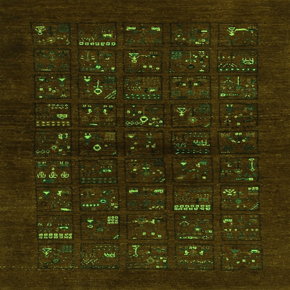Ahgly Company Indoor Square Abstract Green Contemporary Area Rugs, 3' Square