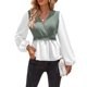 thumbnail image 1 of Camisa Patchwork Casual Blusas Color Sólido Mujer Estilo Elegante Moda Traje De Vacaciones Ygjytge Verde T M para Mujer, 1 of 9