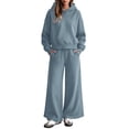 thumbnail image 6 of Sevevn Women's Fall Lightweight 2‑Piece Sweatsuit Outfit, Relaxed Cropped Hoodie with Wide‑Leg Pants for Daily Casual Wear, 6 of 8