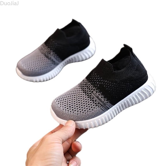 DuoJiaJ Toddler Boys Girls Sneaker Slip On Shoes Kids Lightweight Breathable Walking Shoes Baby Sneakers For Walking Size 7 M,Black