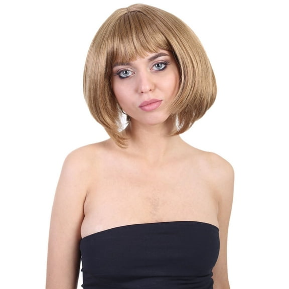 HPO Adult Celebrity Women's Casual Bob | Gold Bob Cosplay Halloween Wig | Premium Breathable Capless Cap