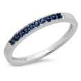 thumbnail image 1 of Dazzlingrock Collection 0.15 Carat (ctw) 10K Blue Sapphire Ladies Anniversary Wedding Band Stackable Ring, White Gold, Size 6.5, 1 of 1