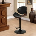thumbnail image 5 of Costway Set of 2 Bentwood Barstool Mid-Century Adjustable Swivel PU Leather Curved Back, 5 of 12
