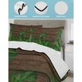 thumbnail image 4 of Quilts Full Size Bedding Set, Tropical Leaves Lightweight Quilted Comforter, Summer Botanical Monstera Leaf Wooden Brown Reversible Bedspread Coverlet with Pillow Covers for All Season, 78" x 90", 4 of 7