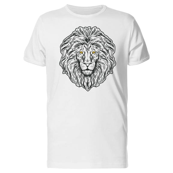 Sketch Of A Yellow Eyes Lion T-Shirt Men -Image by Shutterstock, Male x-Large