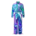 thumbnail image 5 of iiniim 2Pcs Girls Dance Outfits Jazz Hip Hop Dance Metallic Cropped Jacket Pants Set Modern Dancewear Blue 10, 5 of 7