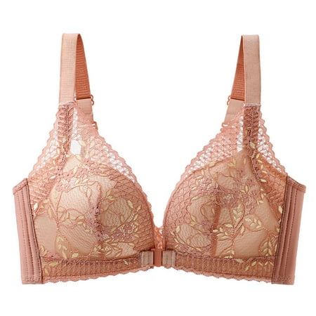 Gnurob Women s Wireless Bralette  Front Closure Lace Bras Convertible Bra Seamless Wireless Bralettes Cozy Widen Band Brassiere Thin Cup Underwear for Women Clearance Saving Orange X-Large