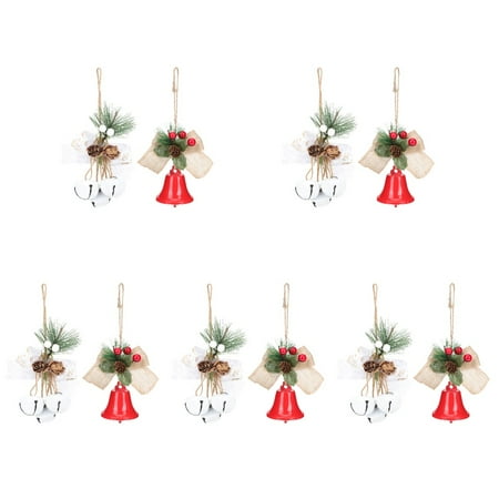 

Frcolor Christmas Xmas Bell Bells Tree Bells Diy Pendant Decor Ornaments Bow Party Hangings Jingle Pine Bow Red Berry Holly