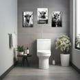 thumbnail image 4 of ZHONGYUTONG Funny Bathroom Animal Wall Art 3 Pieces Cute Highland Cow Reading Newspaper on Toilet Poster Black White Canvas Prints for Rustic Restroom Framed (11.00" x 14.00" x 3PCS), 4 of 7