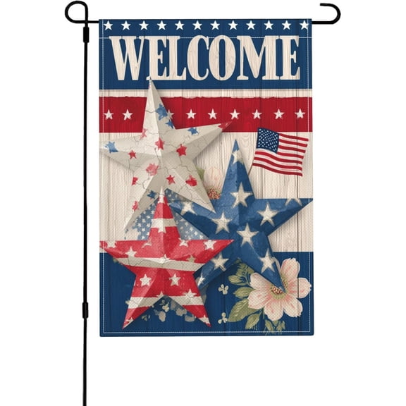 Patriotic Garden Flag Double Sided 12 x 18 Inch Small Yard Flag for Indoor Outdoor Seasonal Holiday Decor