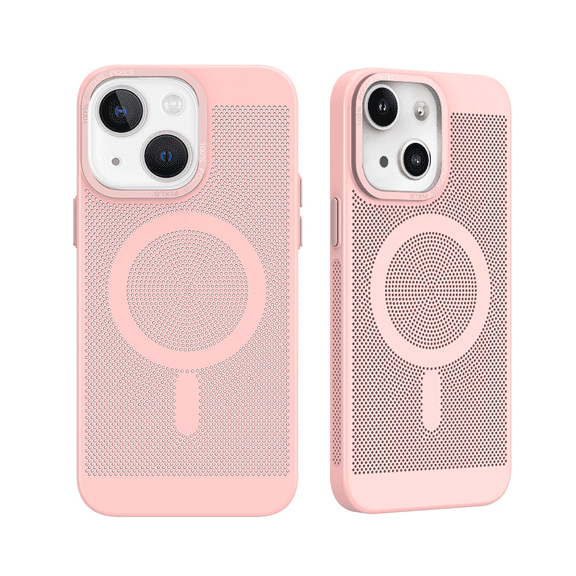 BEMZ Cooling Mesh Case for iPhone 15 Plus - (Compatible with MagSafe) Magnetic Charger Heat Dissipation Protection Slim Cover - Pink Lemonade